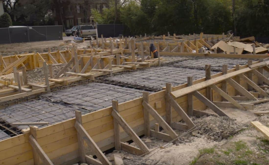 Foundation reinforcement prepared for structural concrete work